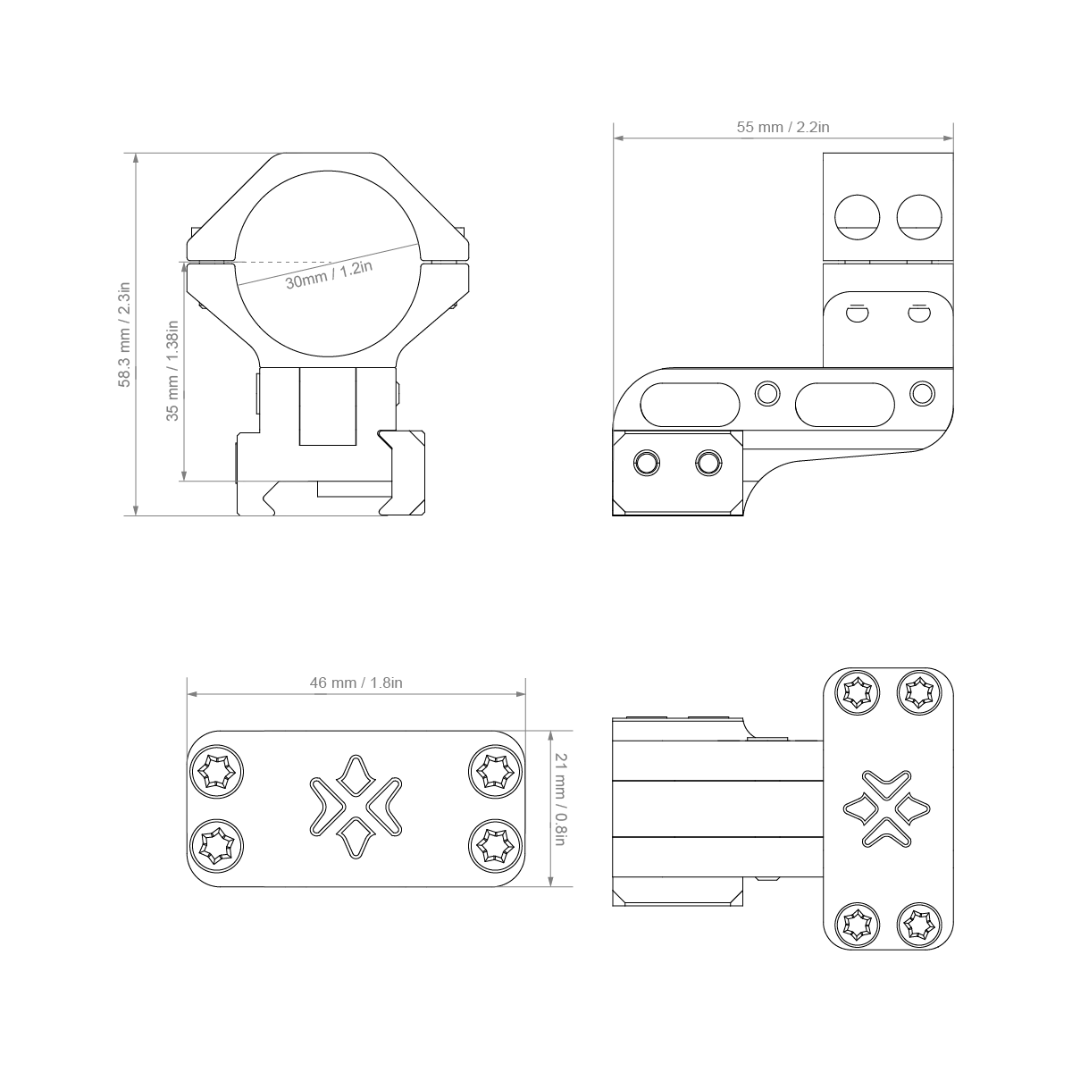 30mm Adjustable Cantilever Weaver / Dovetail Rings - Image 8
