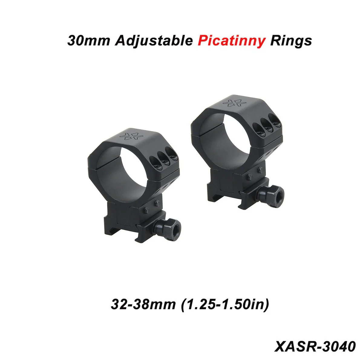 X-ACCU 25.4mm/1in 30mm 34mm Adjustable Scope Rings - Image 10