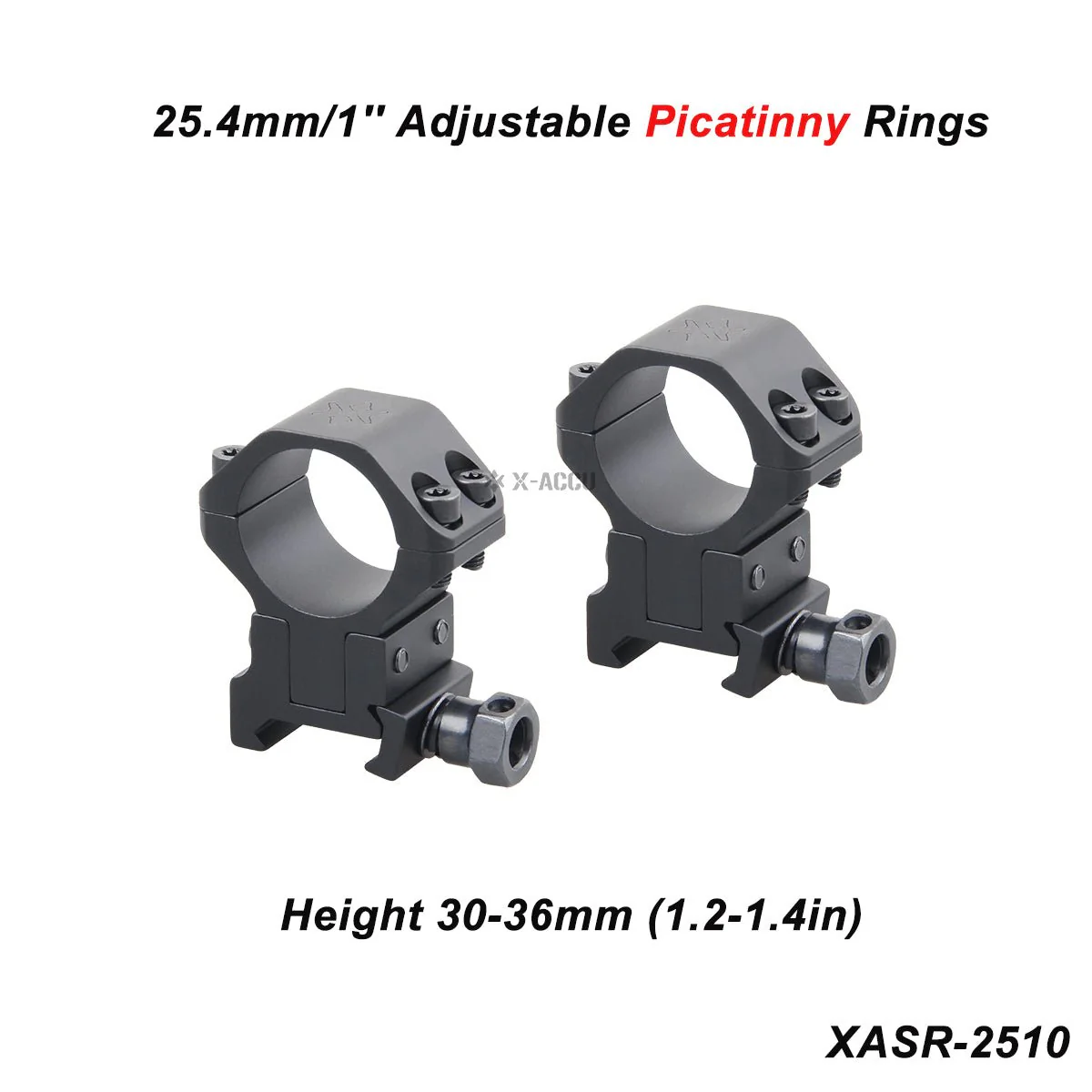 X-ACCU 25.4mm/1in 30mm 34mm Adjustable Scope Rings - Image 8