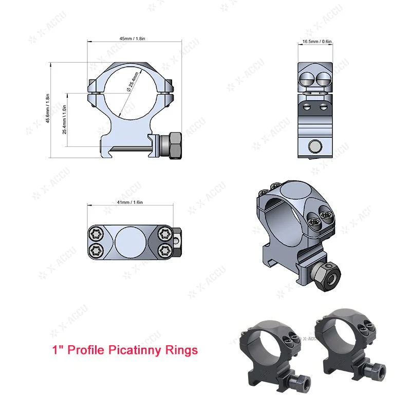 X-Accu 25.4mm/30mm/34mm Scope Rings - Image 4