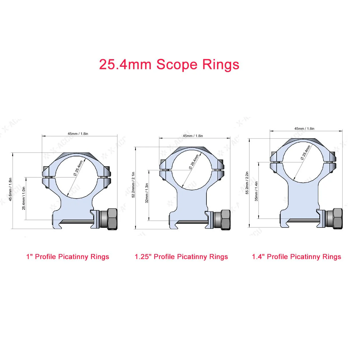 X-Accu 25.4mm/30mm/34mm Scope Rings - Image 7