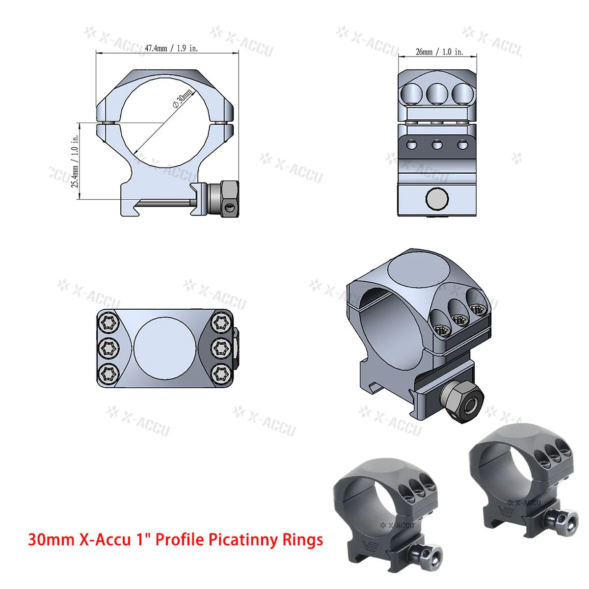 X-Accu Mighty 30mm Scope Rings - Image 11