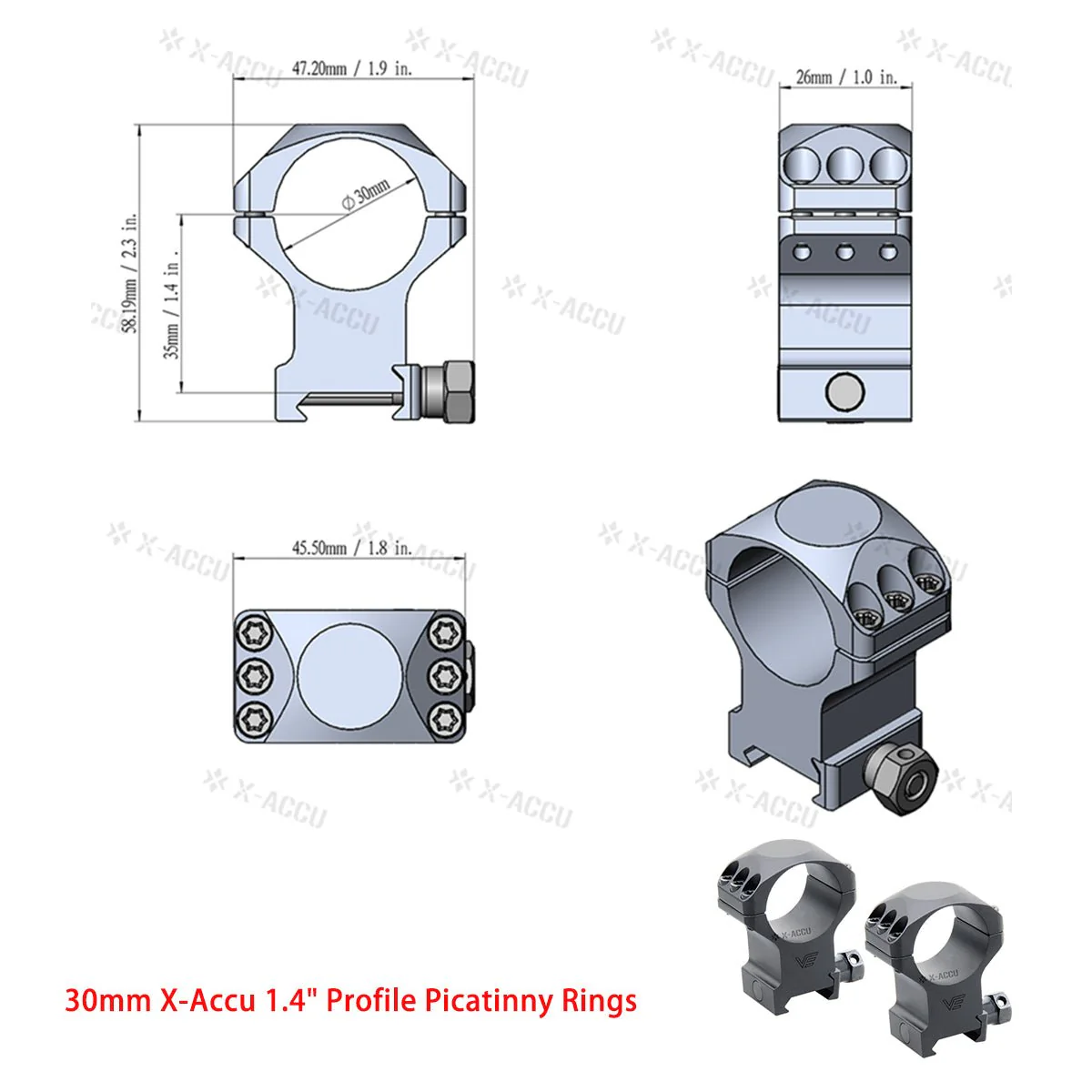 X-Accu Mighty 30mm Scope Rings - Image 14