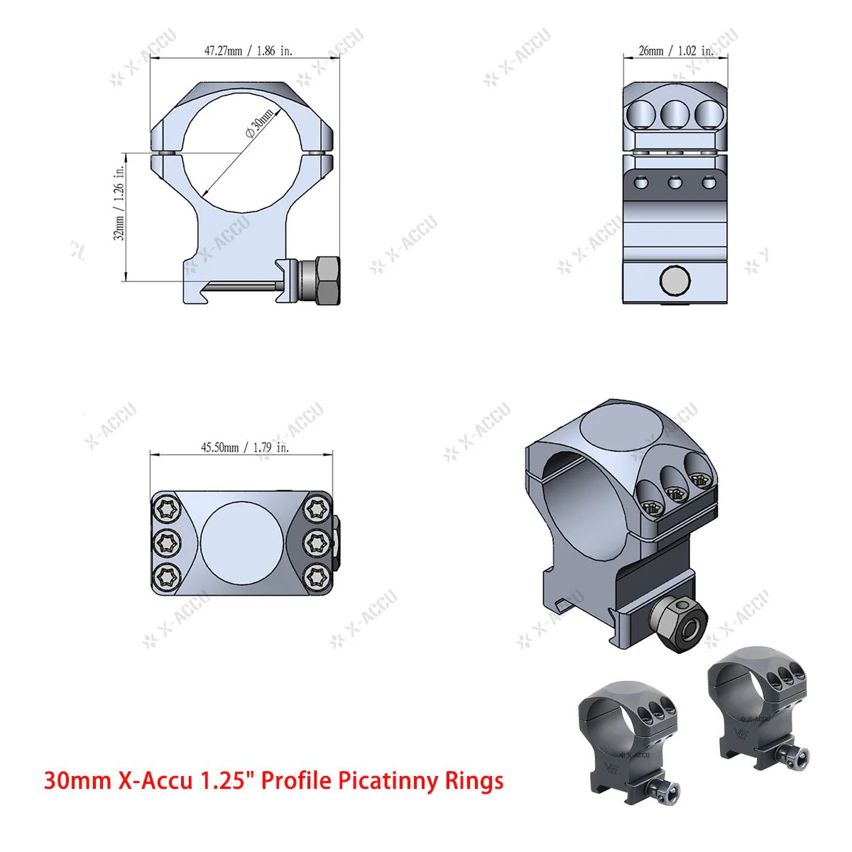X-Accu Mighty 30mm Scope Rings - Image 24
