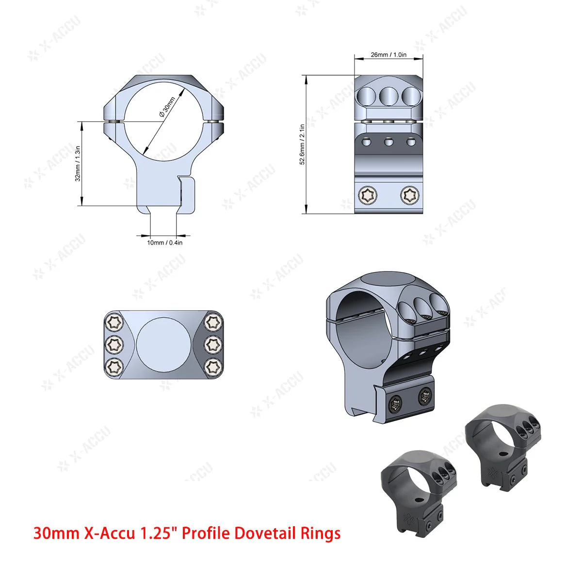 X-Accu Mighty 30mm Scope Rings - Image 3