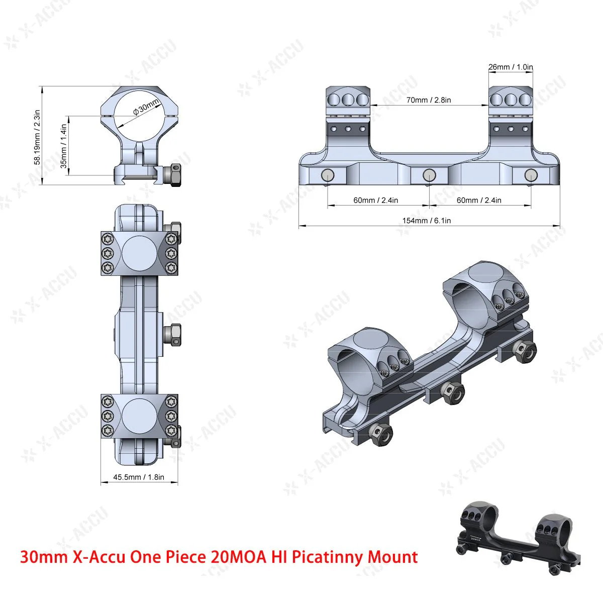 X-Accu Mighty 30mm Scope Rings - Image 36