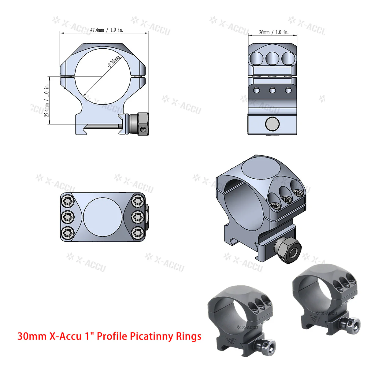 X-Accu Mighty 30mm Scope Rings - Image 41
