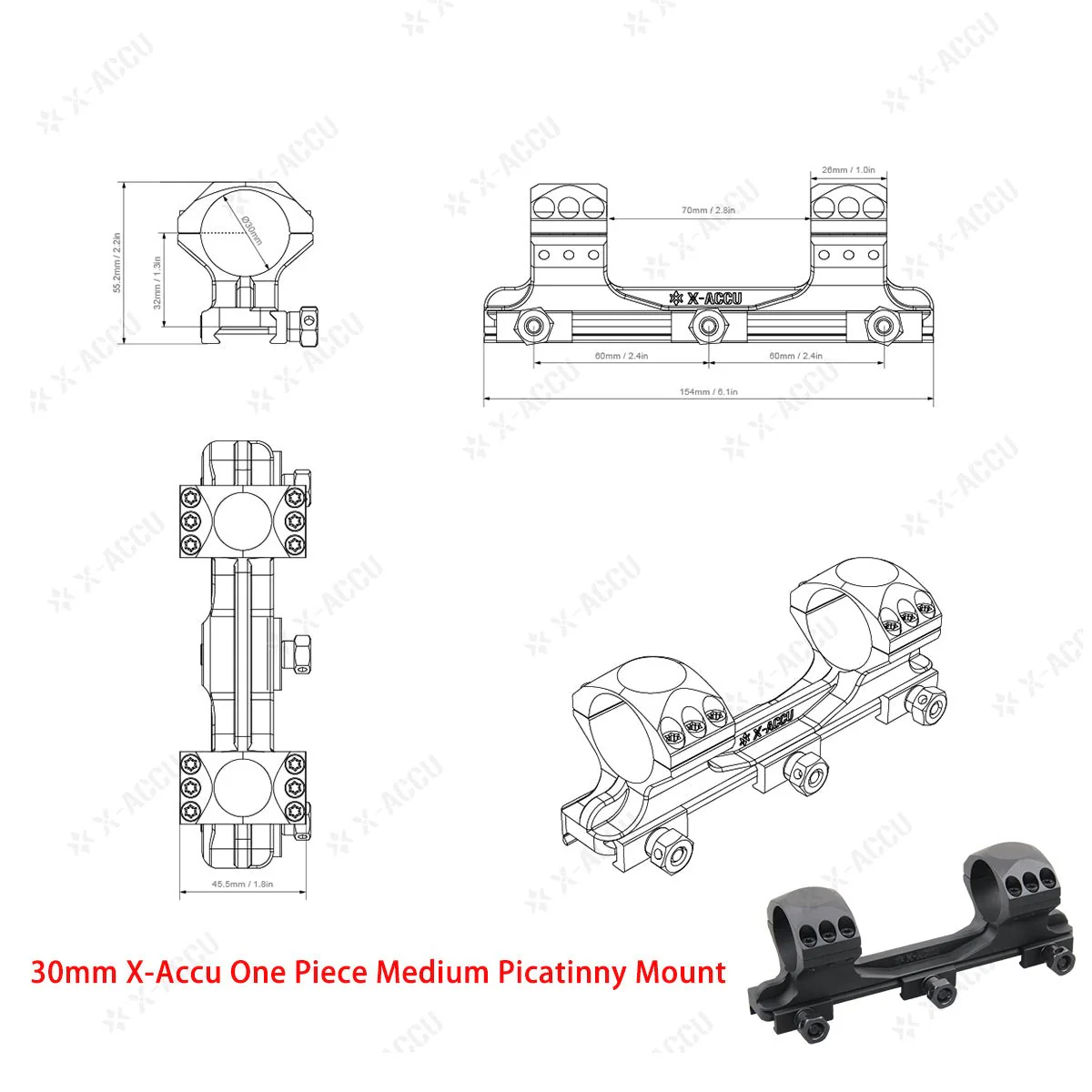 X-Accu Mighty 30mm Scope Rings - Image 5