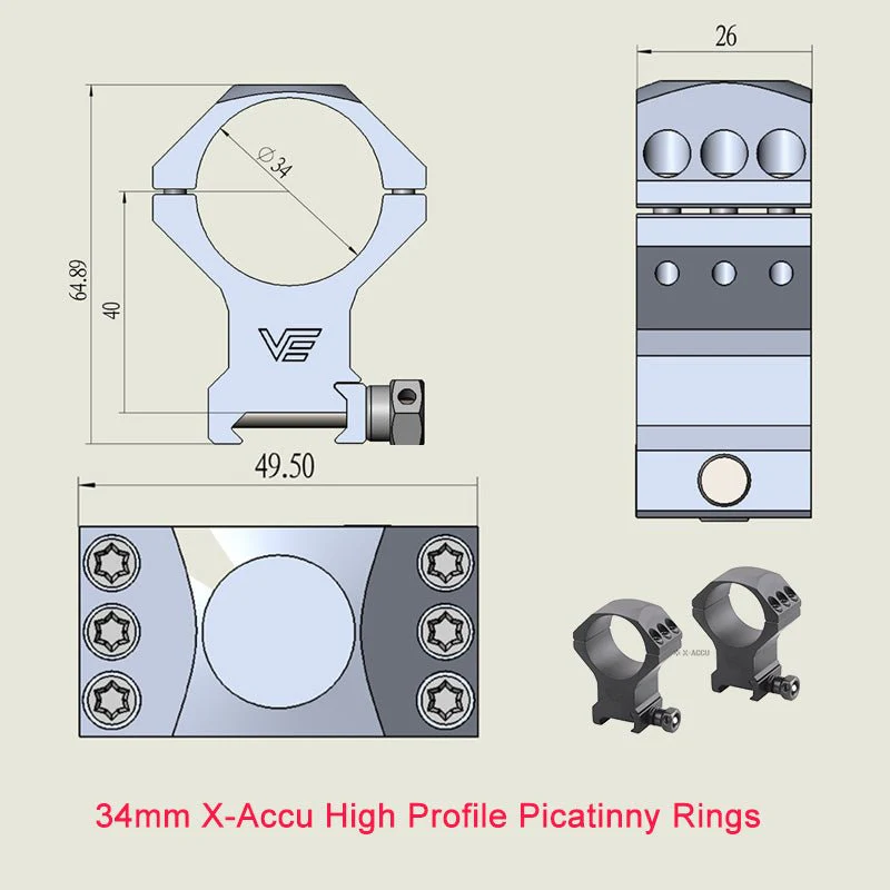 X-Accu Mighty 34mm Scope Rings - Image 11